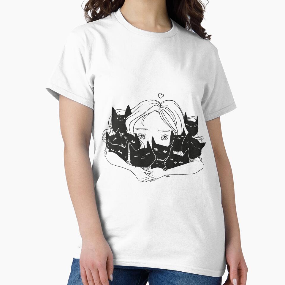 Anime Girl Hugging Many Black Cats by cellsdividing