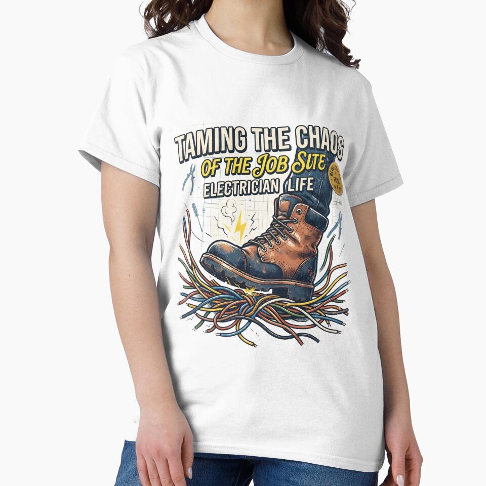 Vintage Electrician Shirt, Work Boot on Wires Design, Funny Electrician Gift by Flownow