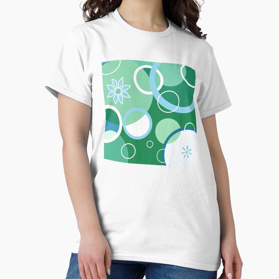 Green Geometric Circles Floral Boho by Sartoris Art