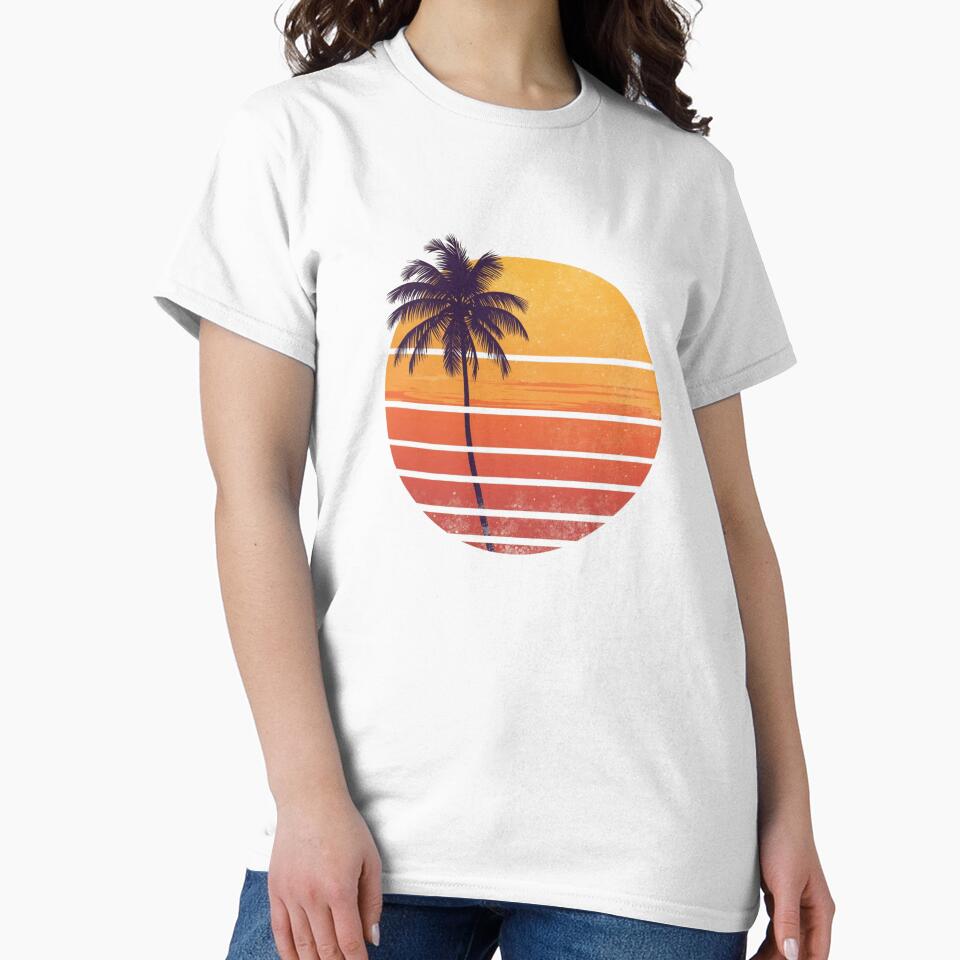Retro Summer Sunset – Vintage 70s Beach Illustration by catcurio