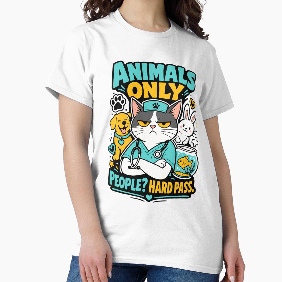 Vet Tech Funny Animals Only People Hard Pass by VisualArtsOasis