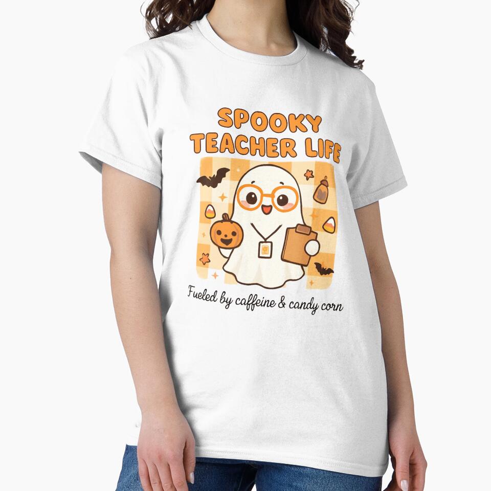 Spooky Teacher Life Cute Ghost Halloween Design by RuweisVibes