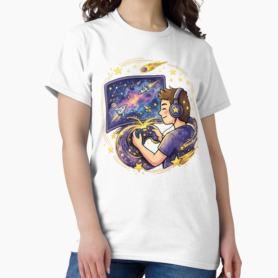 Galaxy Gamer Gift | Cute Space Gaming Controller | Cosmic Video Game Art | Kawaii Sci Fi Gamer Decor | Gaming Lover Illustration by Cosmic Doodle Co.