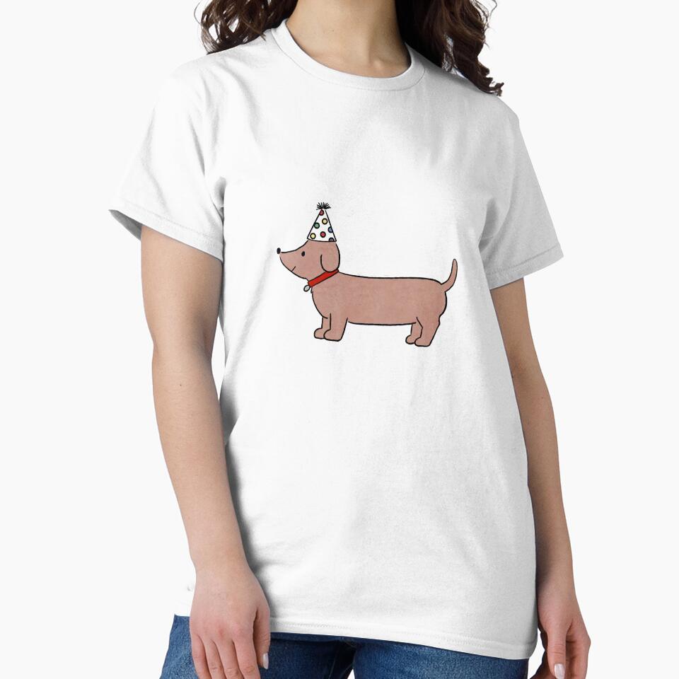 Copy of Cute Birthday Dachshund Dog with Party Hat by pinkstickstore