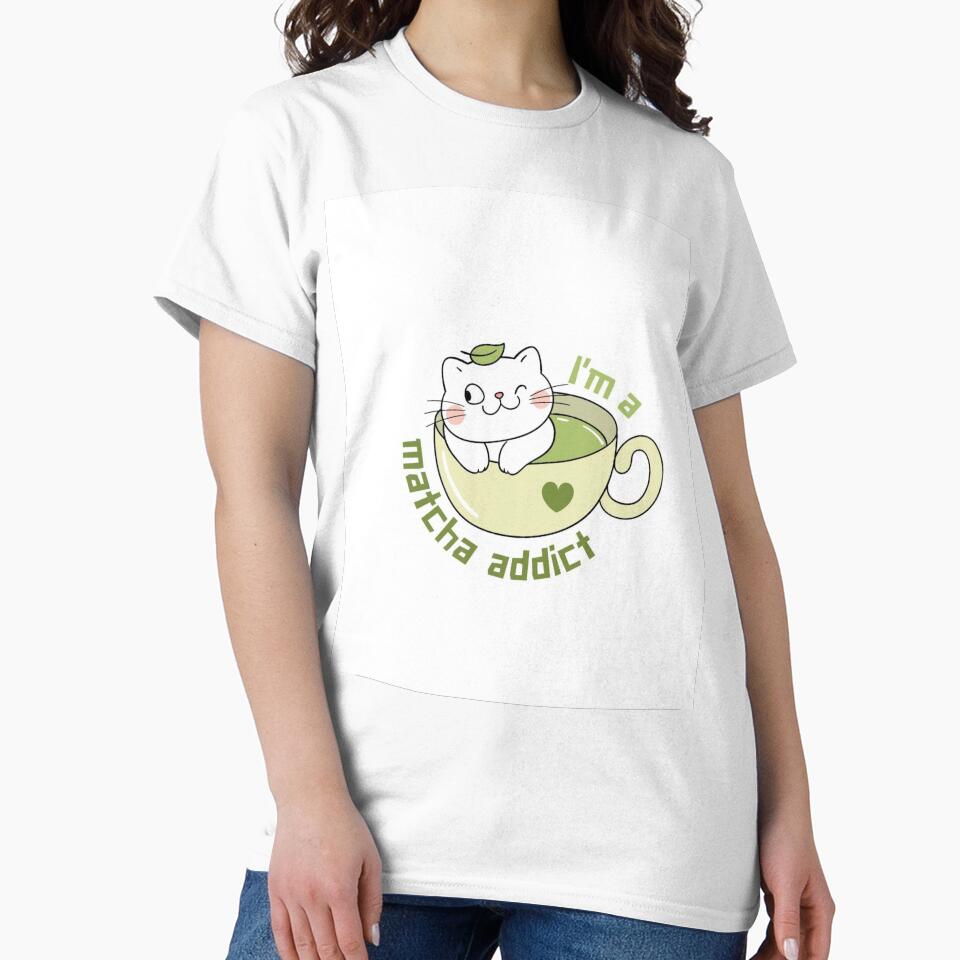 Cute Matcha Cat Addict Illustration by سله أرت