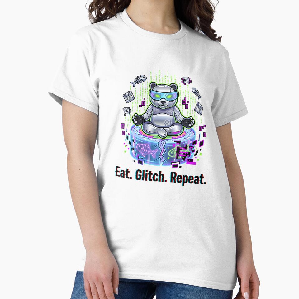 Eat Glitch Repeat — Y2K Cyber Grunge Sushi Panda Hacker by The Grumpy Pet Club