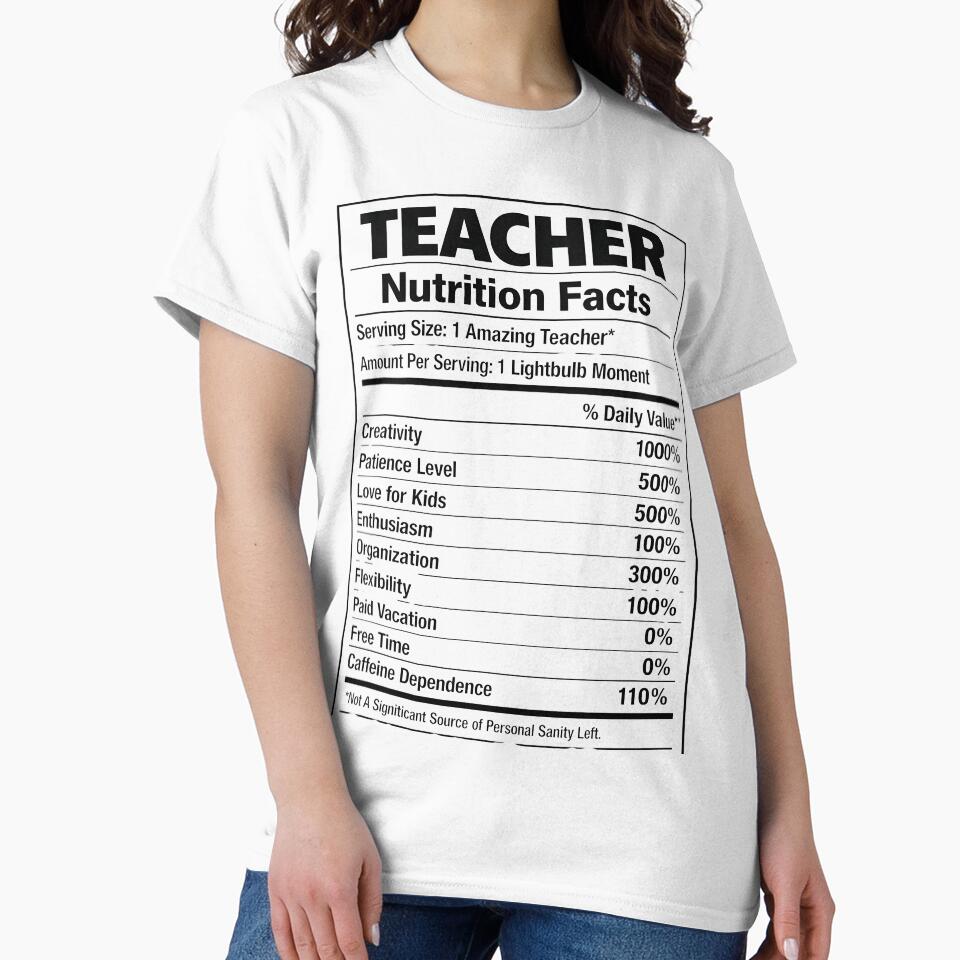 Teacher Nutrition Facts – Funny Teacher Appreciation Design by GiftsCreek