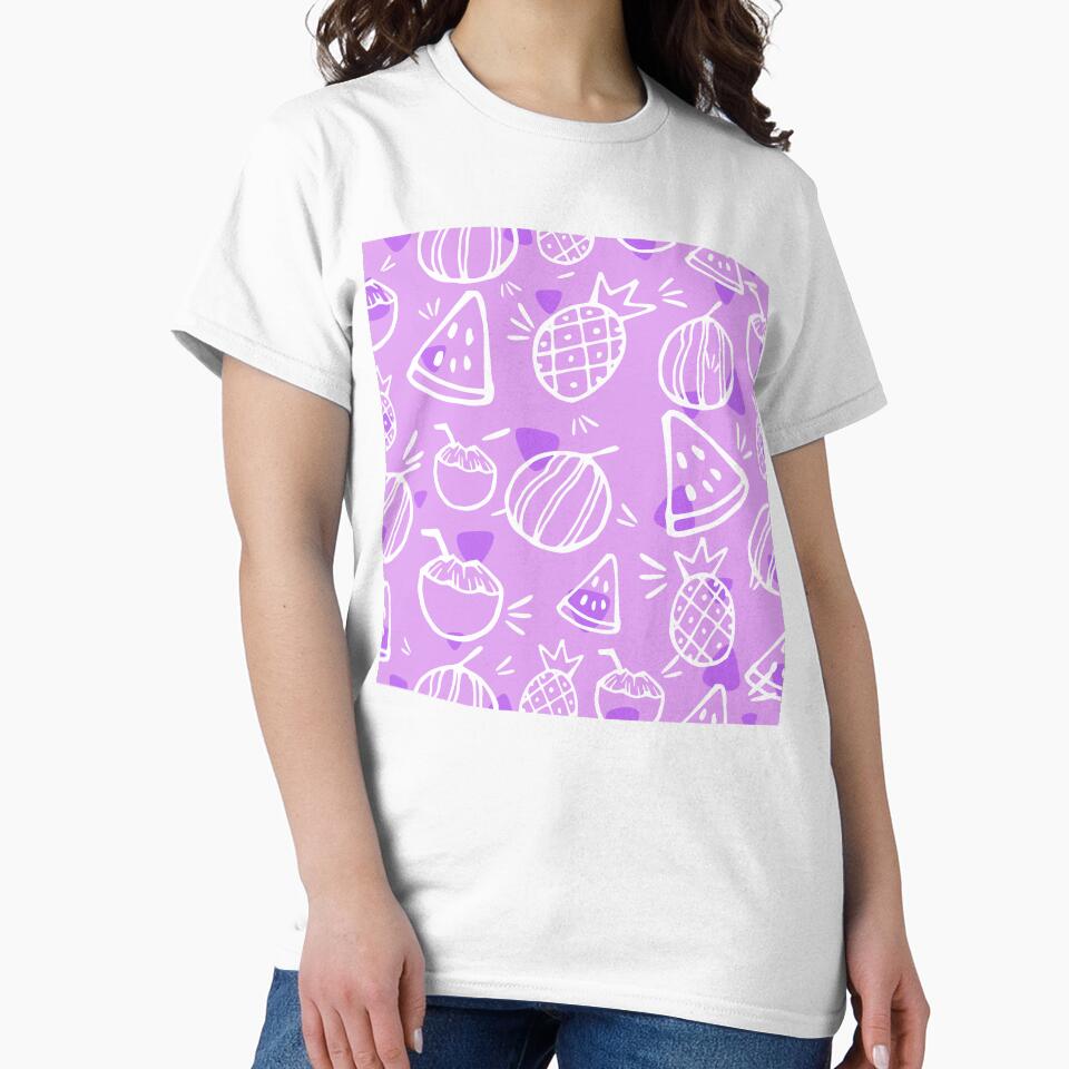 Purple Tropical Fruit Sketches Pattern by everything4eva