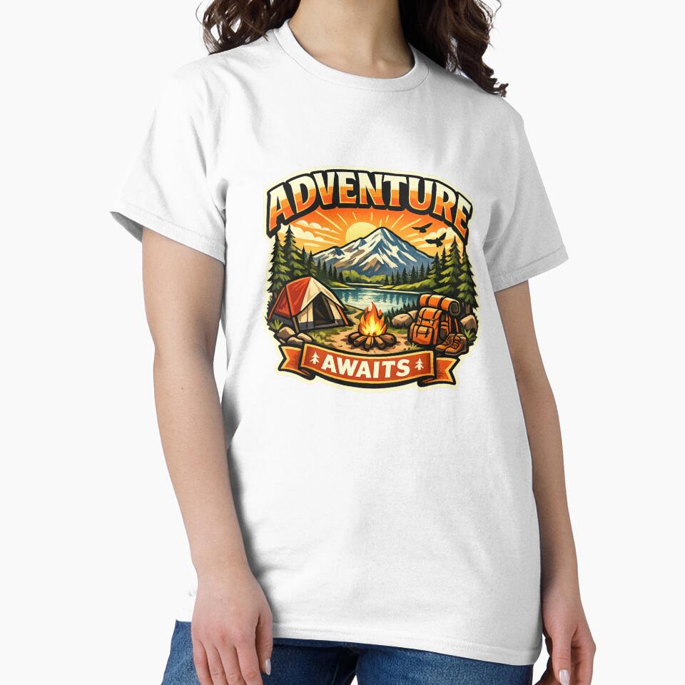 Adventure Awaits – Camping, Mountains & Outdoor Retro Illustration by alex-oliveira