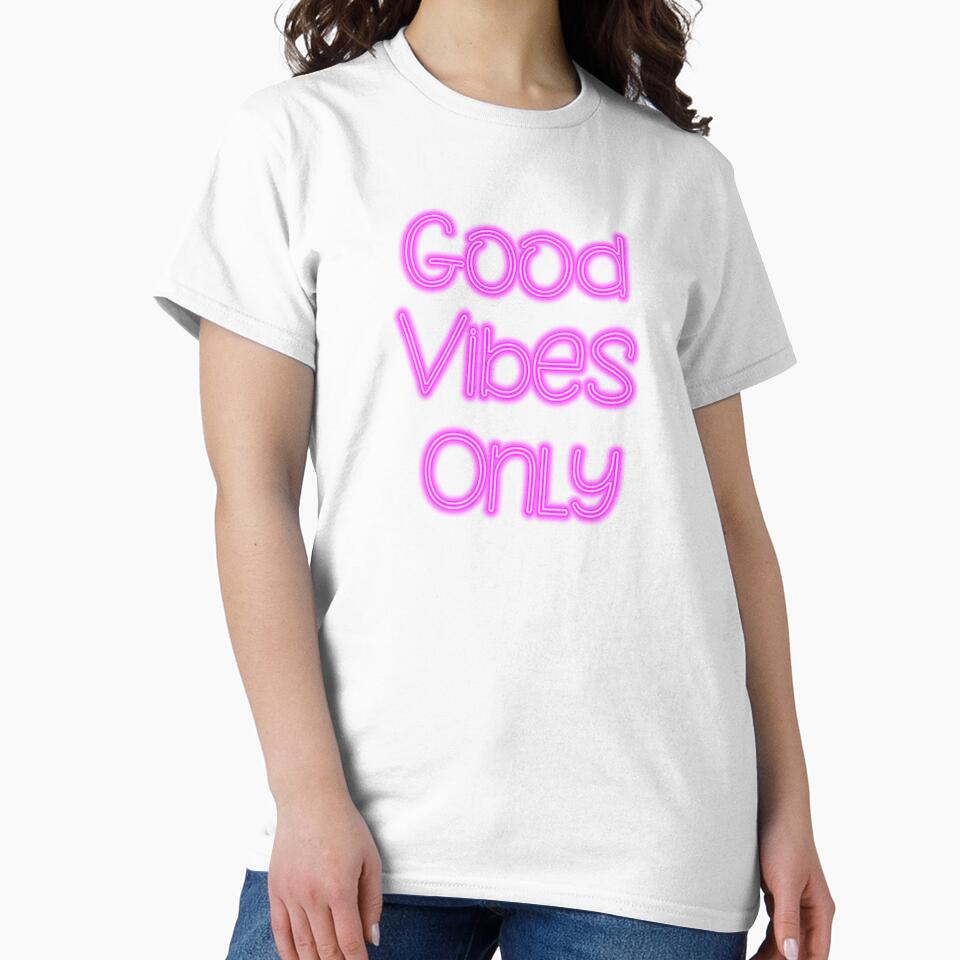 Good vibes only neon on brick wall by AnnArtshock