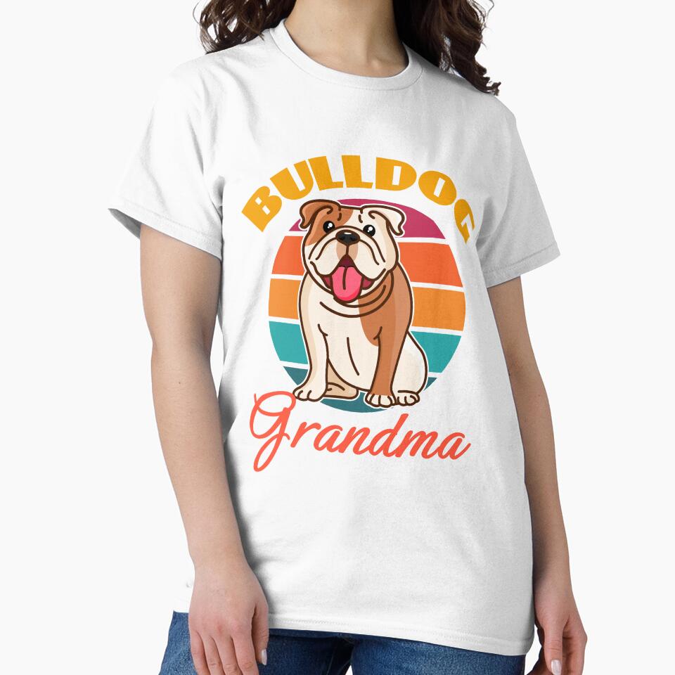 Bulldog Grandma Dog Mothers Day puppy Lover Cute Sunser Retro Funny by Meteor77