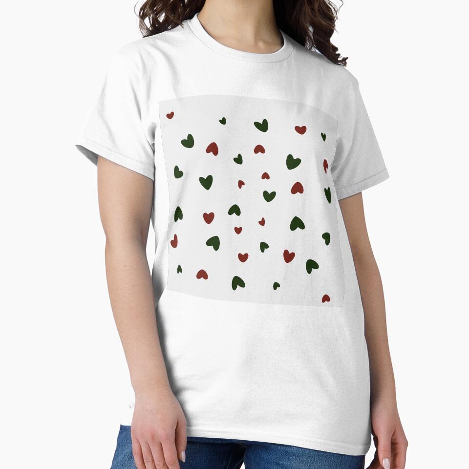 Minimal Christmas Hearts Pattern – Cute Red & Green Holiday Doodle Print by MirelaBadea