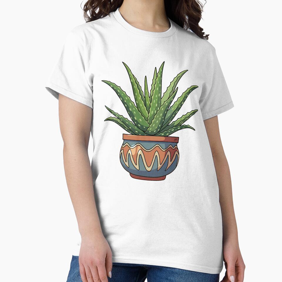 The Aloe Vera Succulent - Boho Geometric Pot Illustration by TheRogueStudio