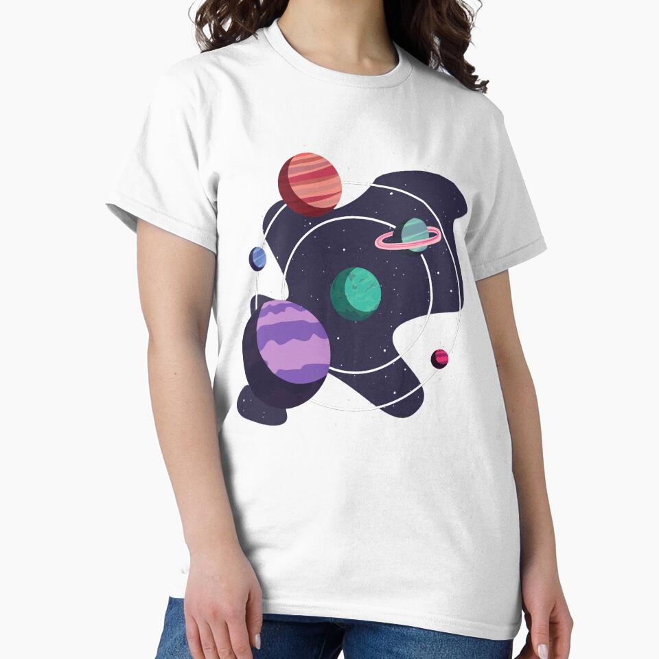 Planets In Space Graphic Printed T-Shirt by KARSCORP