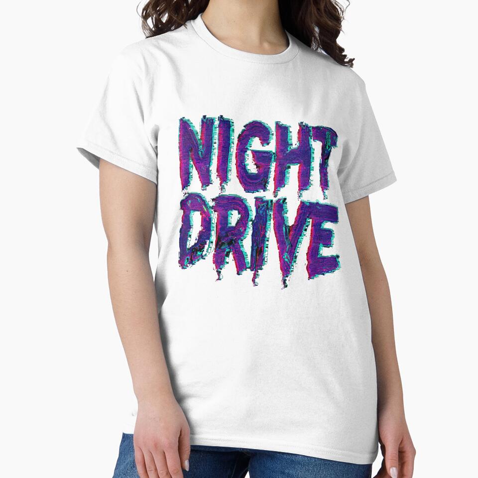 Night Drive - Retro Neon Glitch Typography Design by DConcept