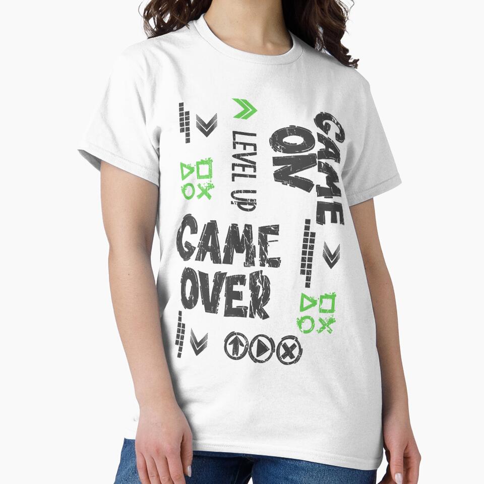 Level Up Game Over Gamer Typography | Retro Gaming Graphic Design by texoapparel