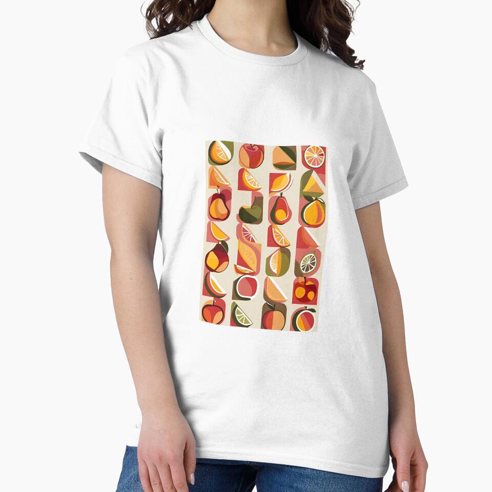 Retro Geometric Fruit Pattern in Warm Sunset Tones by Monascreativeempire