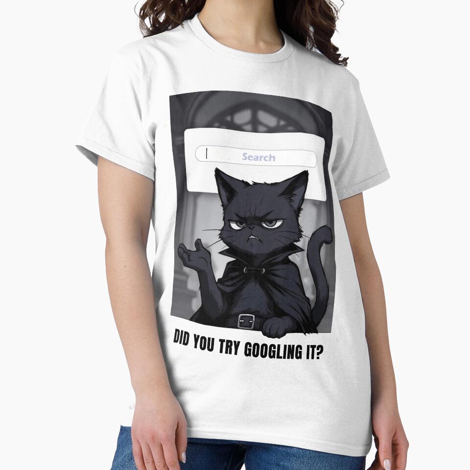 Funny Sarcastic IT Support Cat Did You Try Searching Tech Help Quote by Amber Sky Creations