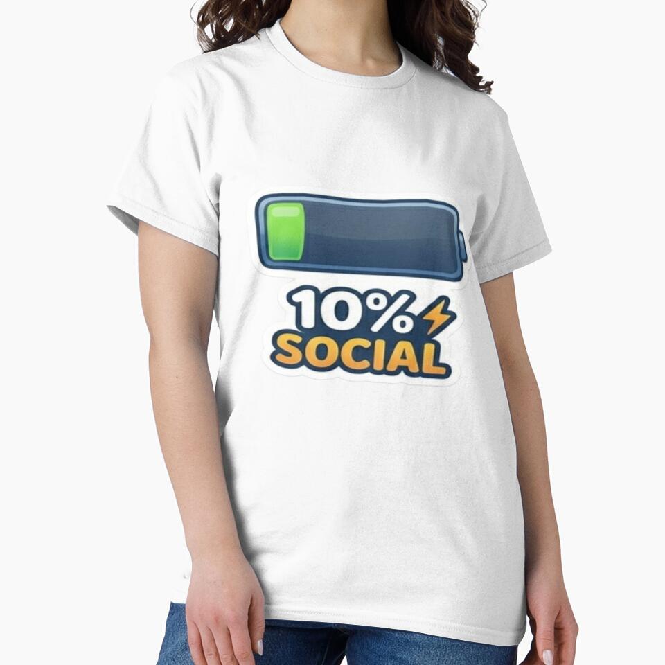 10% Social Battery Sticker – Low Energy Introvert Funny Design by Velora Design