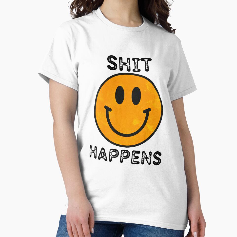 Vintage Smiley Face Shit Happens 60s 70s 80s Retro Hippie Peace and Love Style Humor by Space Ghettos