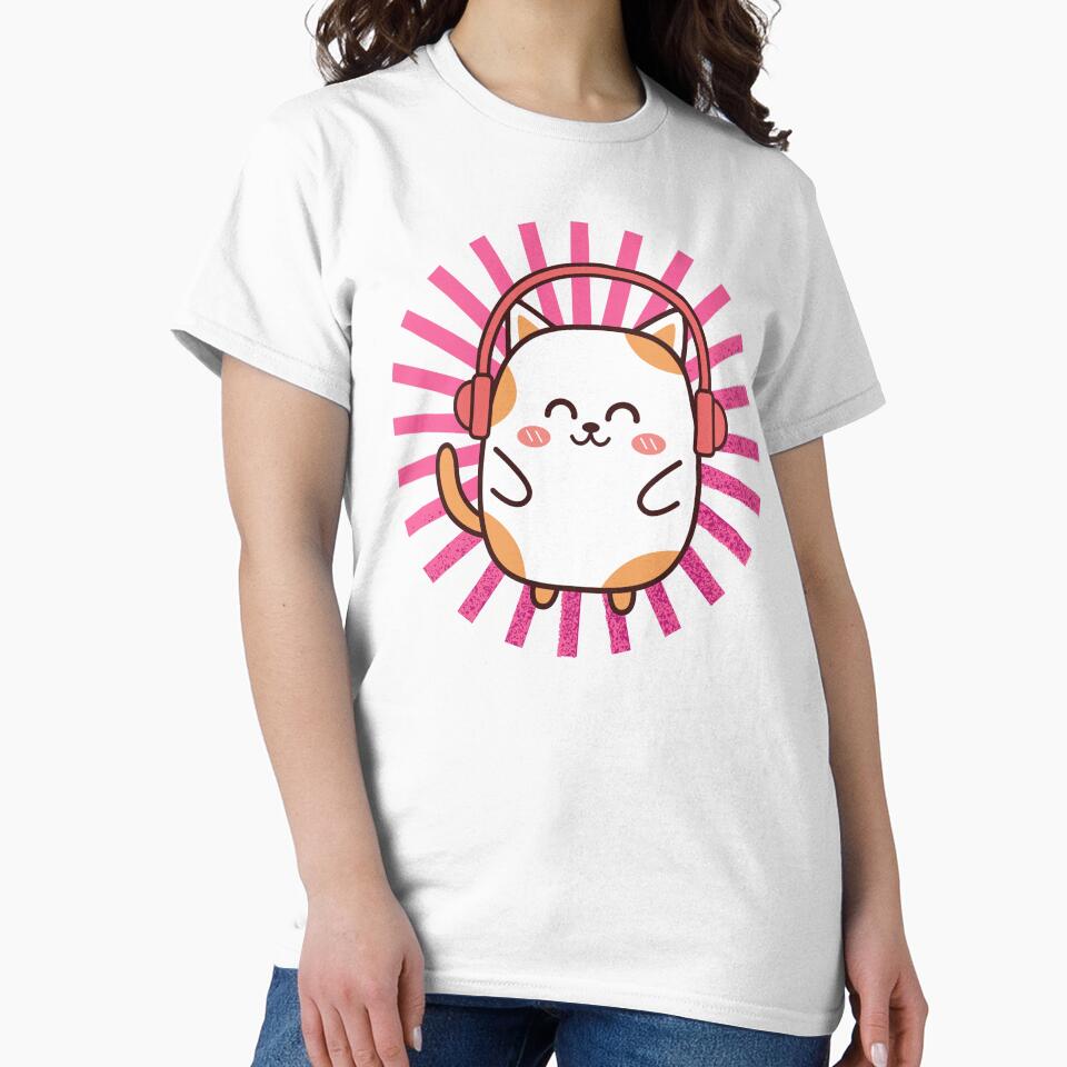 Cat with headphones memes retro pink by teurhparpstudio