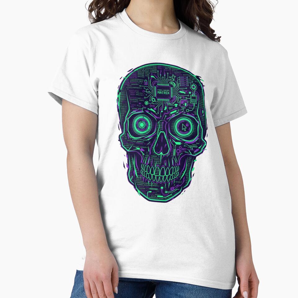 Digital Skull Hacker Cyberpunk Shirt by KurtByteStudio