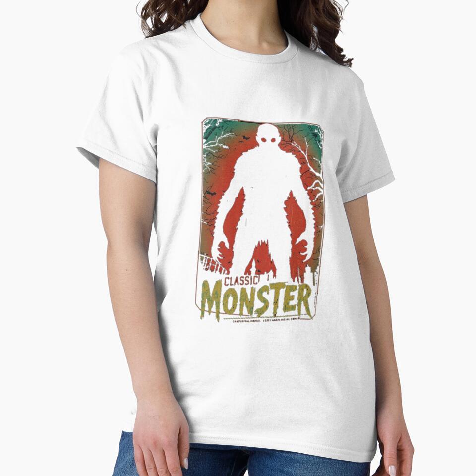 **Retro Horror Monster T-Shirt – Vintage Neon Poster Style with Distressed Texture** by Skansirish ⭐⭐⭐⭐⭐