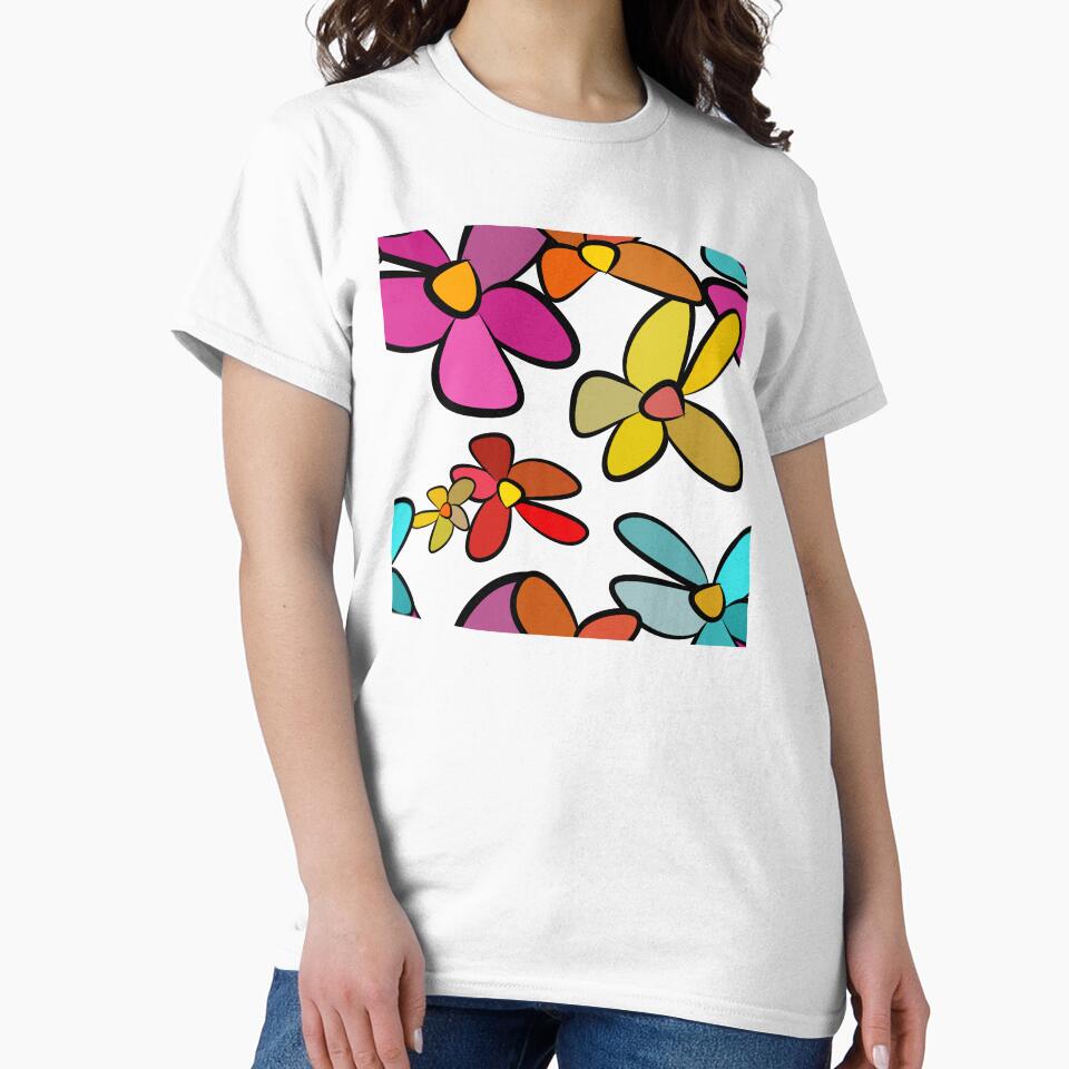 Fun Retro 60s Hippy Groovy Flower Power - Caroline Laursen Original by Caroline Laursen