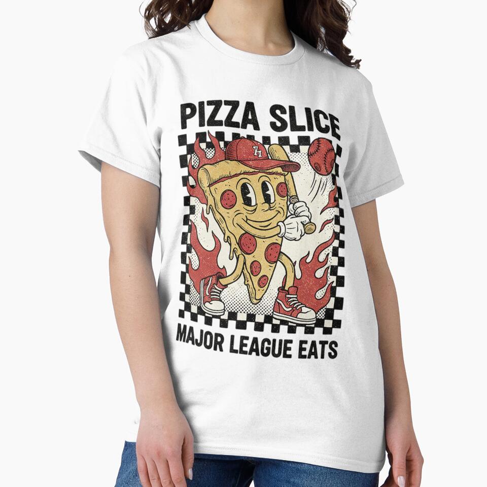 Pizza Slice Major League Eats - Vintage Cartoon Baseball Mascot by MAGICVISION-LAB