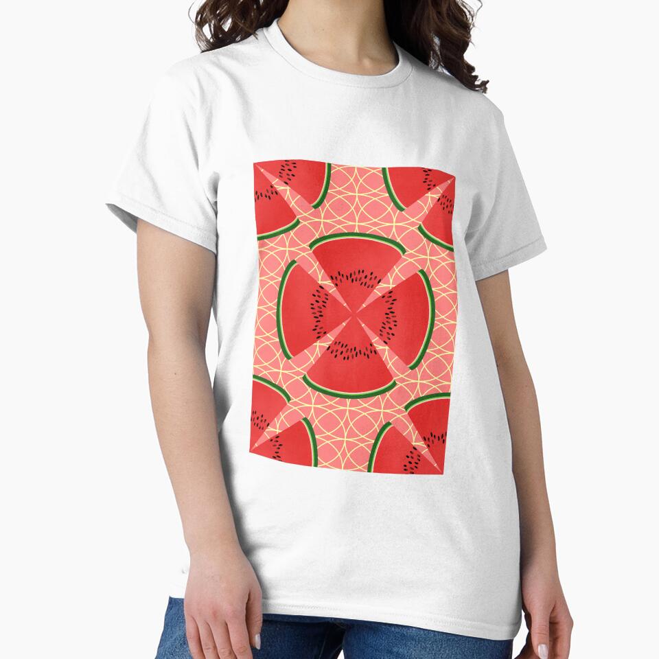 Watermelon Poppy Pattern on Pink by MerryMakewell