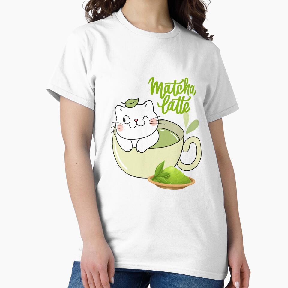 Matcha latte cup and cute cat by Sandeeday