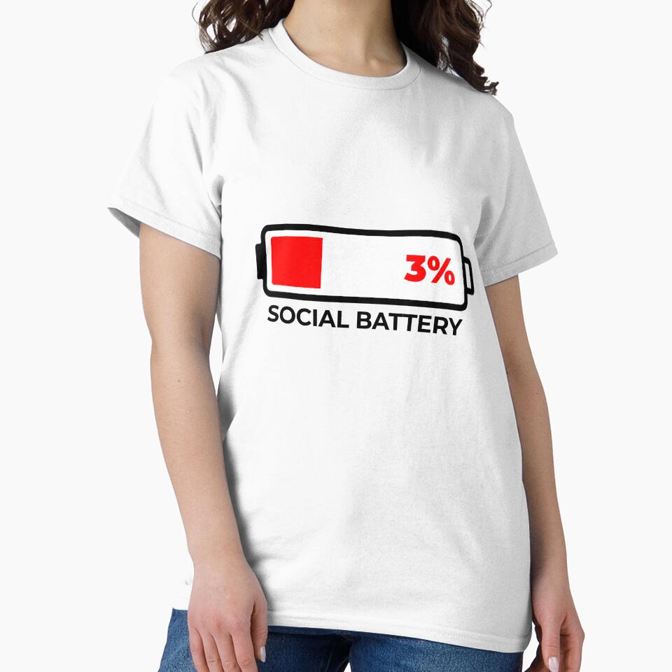 Social Battery 3% — Funny Introvert Battery Minimal by SOW