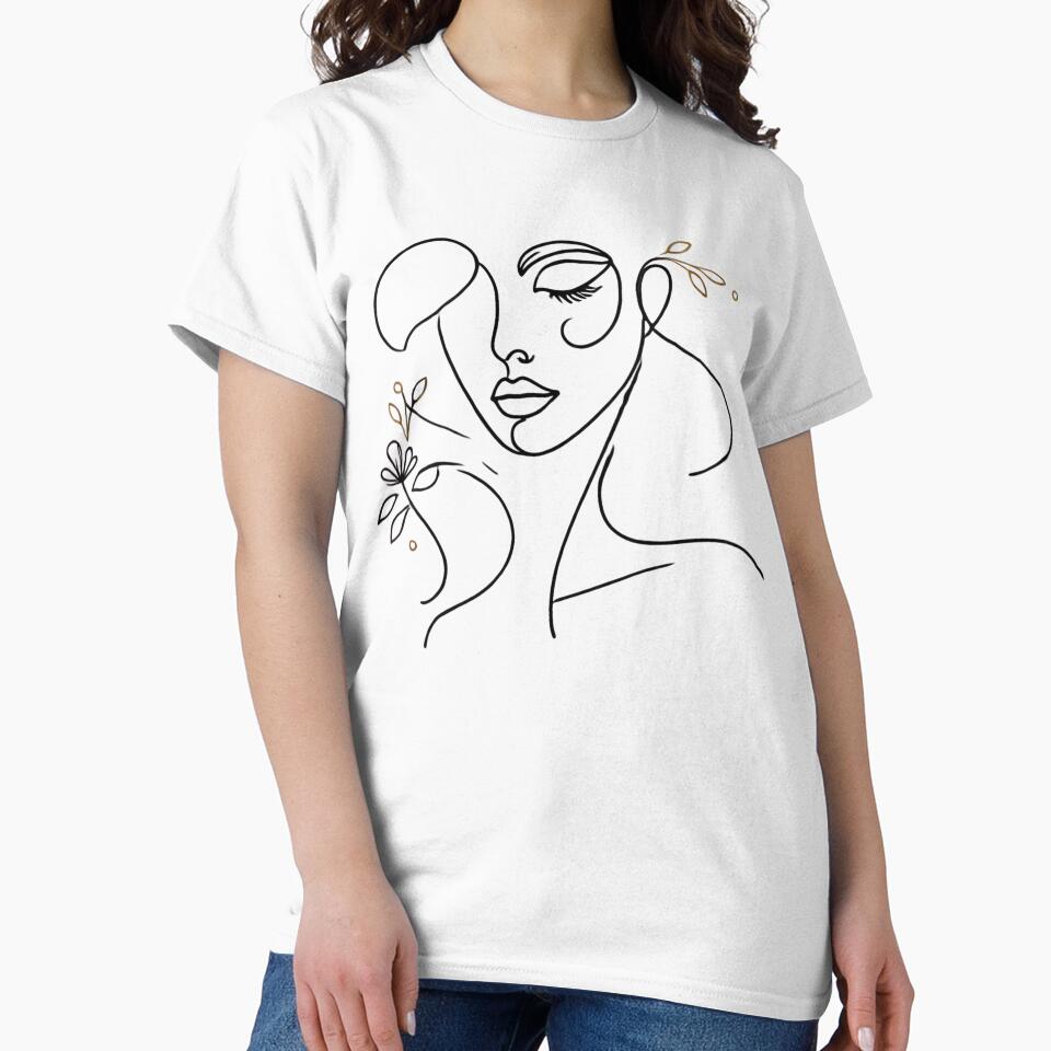 Minimalist One-Line Face Art – Abstract Floral Aesthetic Drawing by Nauert's