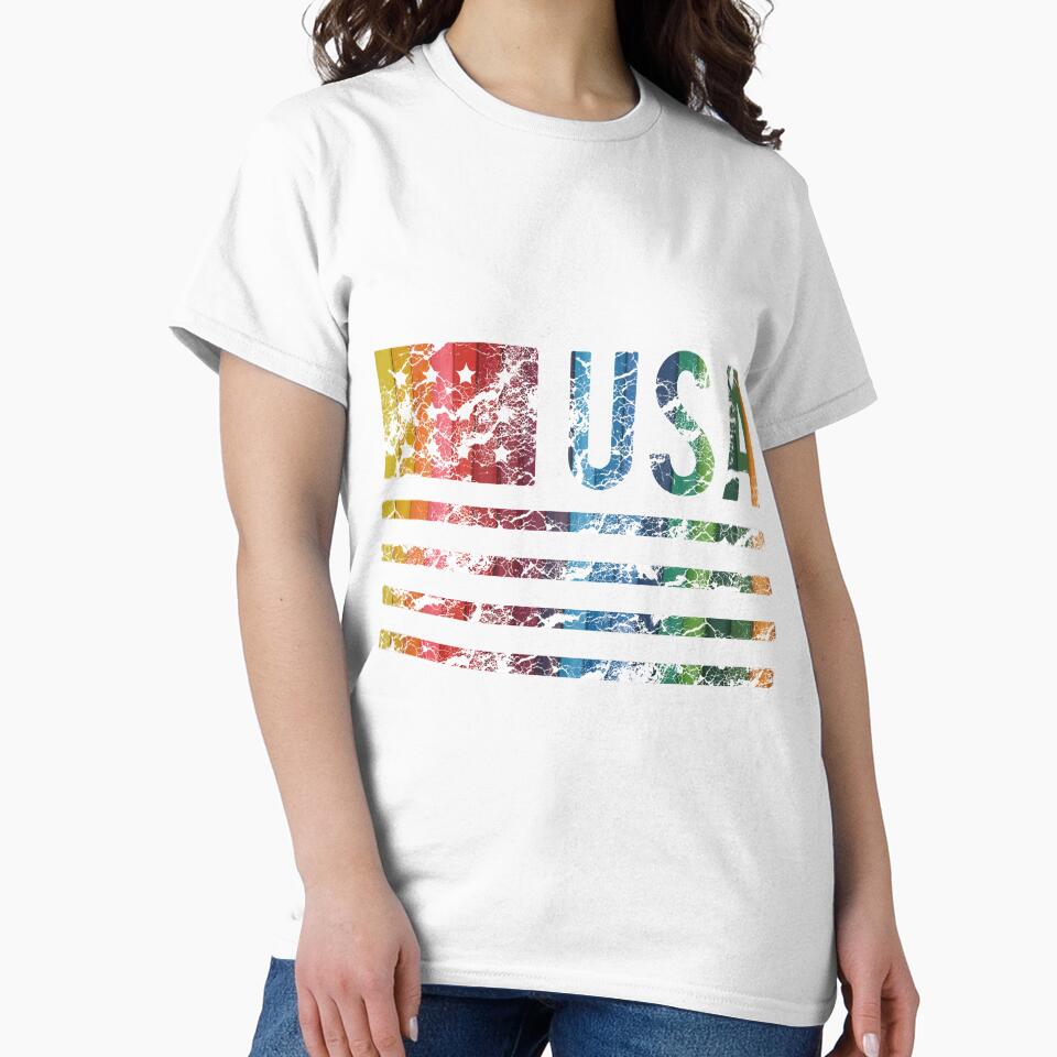 USA American Flag T-Shirt | Colorful Rainbow Design Tee by AllStarMerch