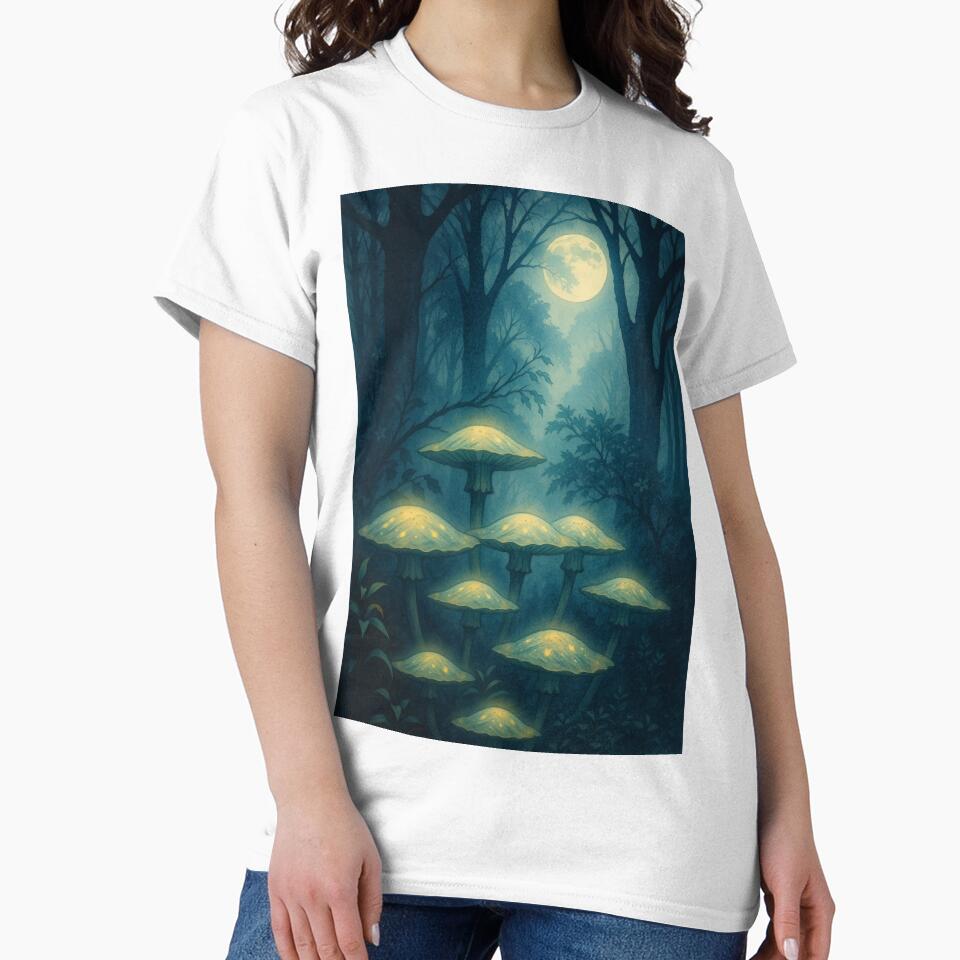 Moonlit Enchanted Mushrooms – Mystical Forest Glow Art by The Rogue Mark