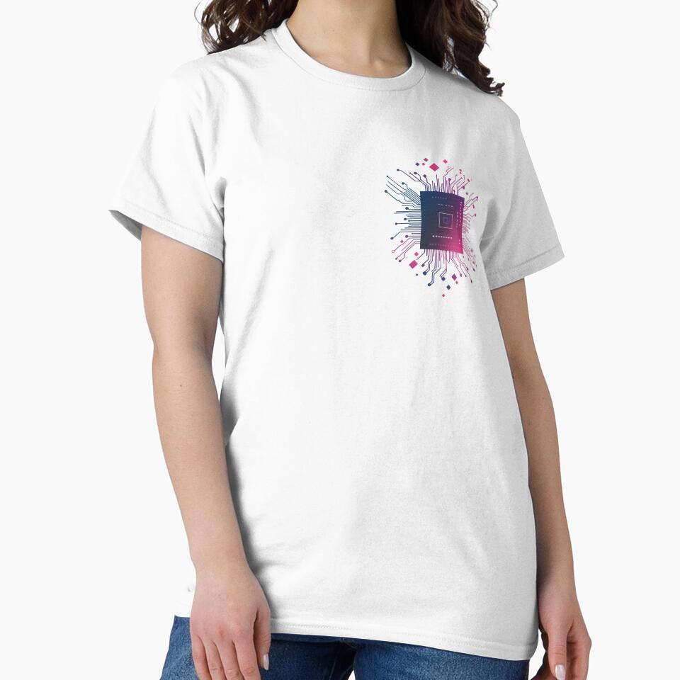 Tech Heart: Minimalistic CPU Chip Pocket Design by Magic Pixels Shop
