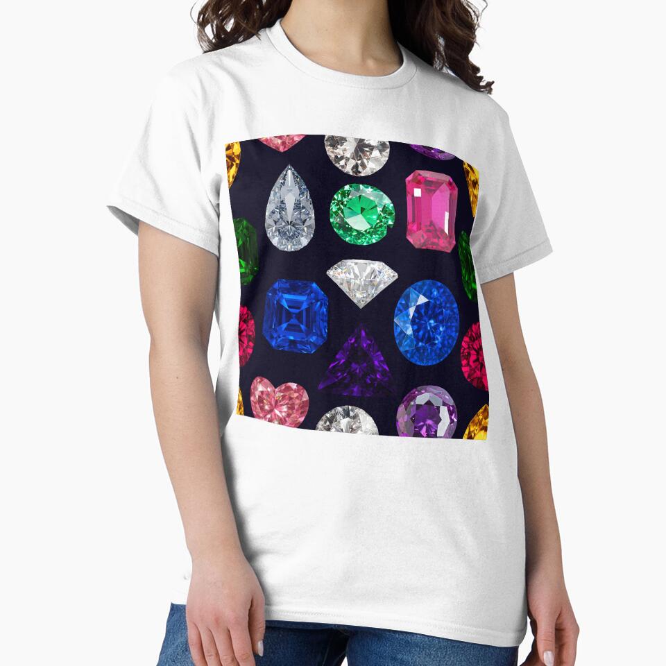 Rainbow Gemstone Seamless Pattern - Retro Bejeweled Luxury by Niji Hibana