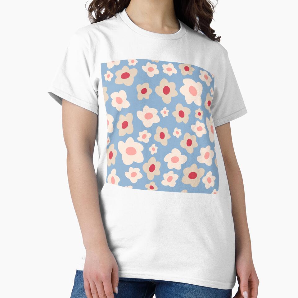 Retro Floral Surface Pattern Sky Blue by scorpiolane