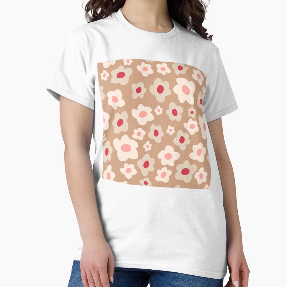 Retro Floral Surface Pattern Orange & Pink by scorpiolane