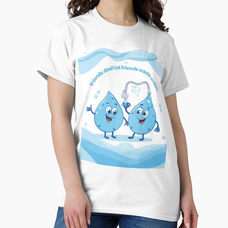 Friends Don’t Let Friends Waste Water T-Shirt – Water Conservation Tee by Mythic Tide