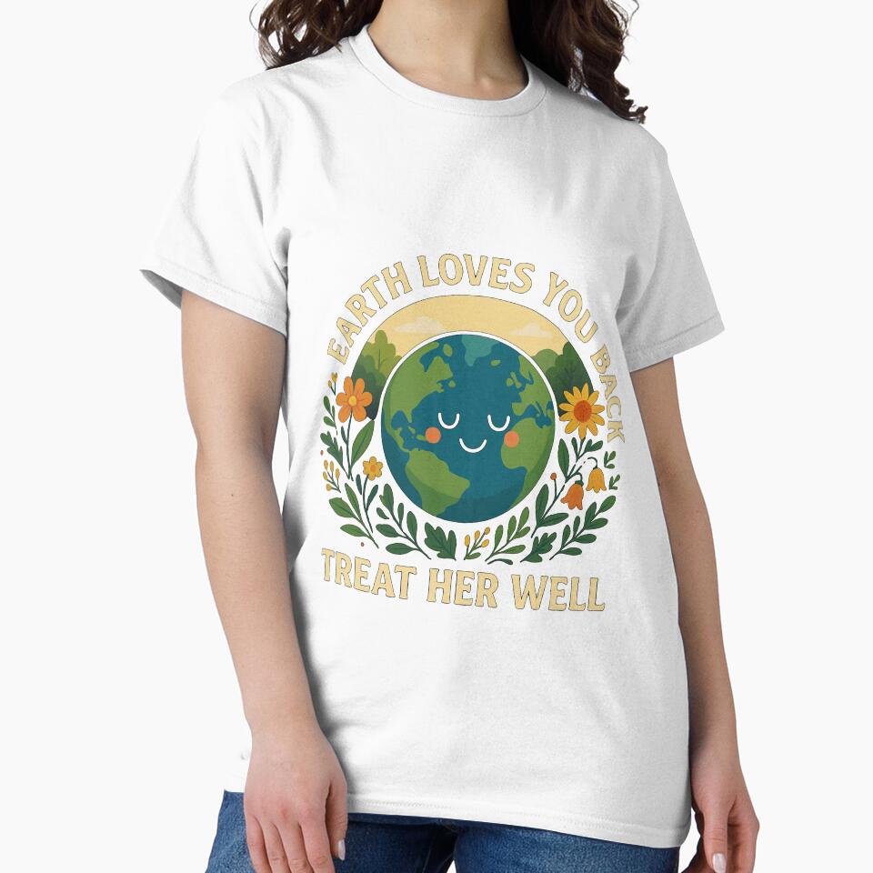 Earth Loves You Back T-Shirt – Positive Eco Message Tee for Nature Lovers by Mythic Tide