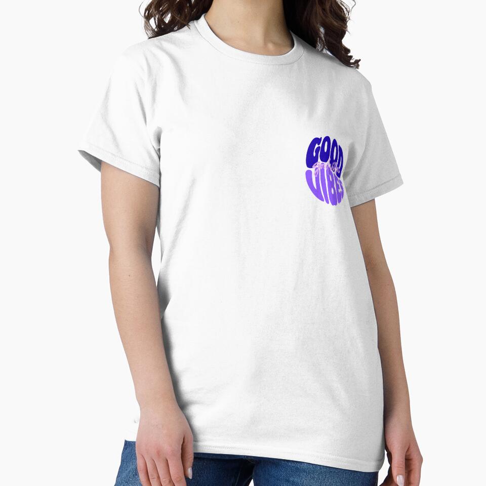 Retro Good Vibes Only Purple Aesthetic Typography Art by Theselinara
