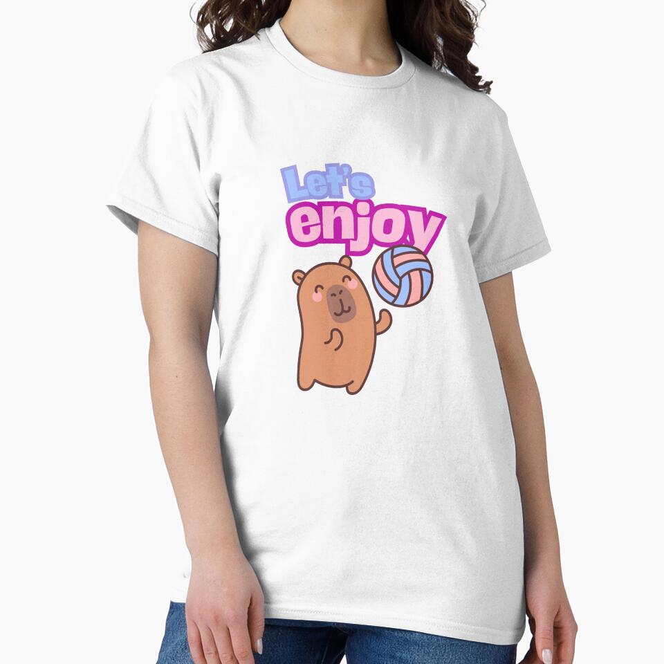 Cute Capybara Illustration – Kawaii Animal with “Let’s Enjoy” Text by Moon's Arts