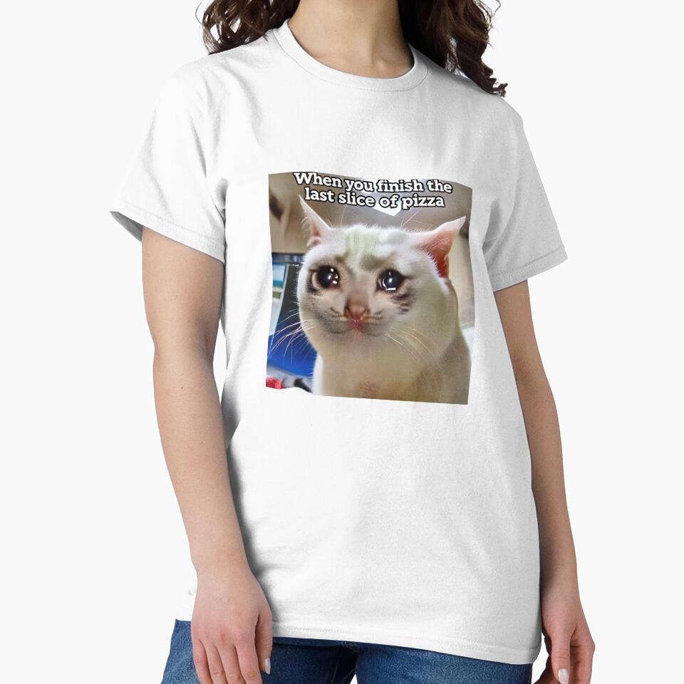 Funny Crying Cat Meme - When You Finish the Last Slice of Pizza by CatmemesArt
