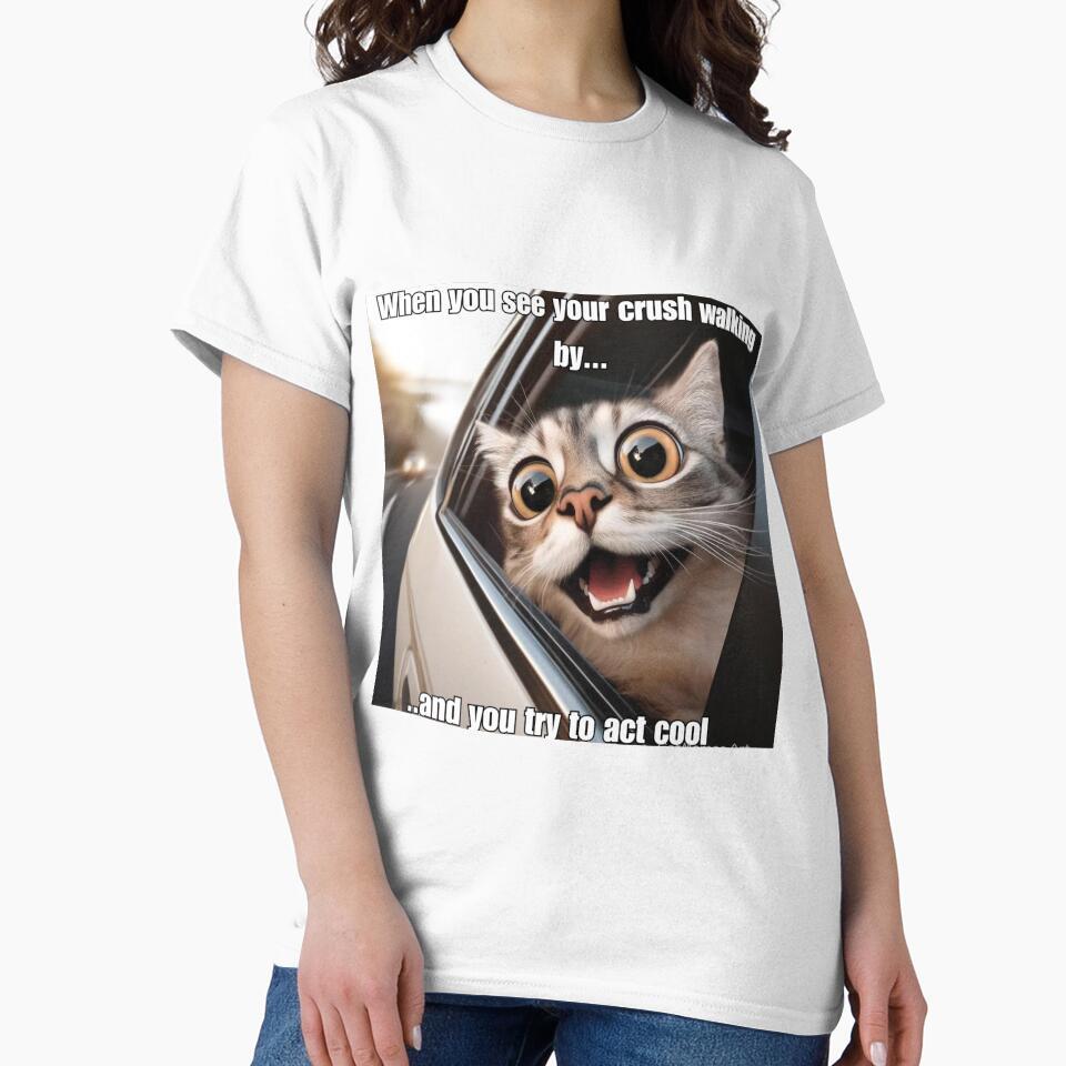 Funny Screaming Cat Meme - When You See Your Crush Walking By by CatmemesArt