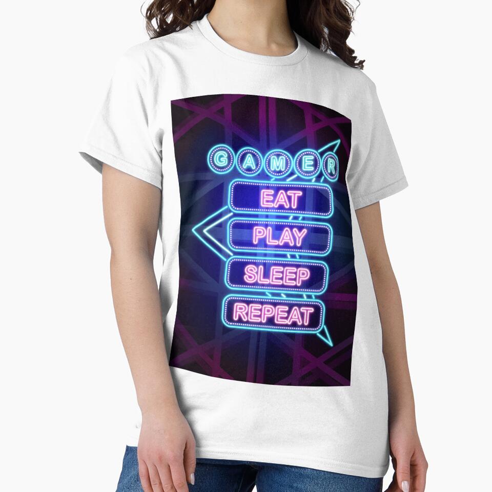 Gamer Activities Neon Art Typography by Vectorheroes