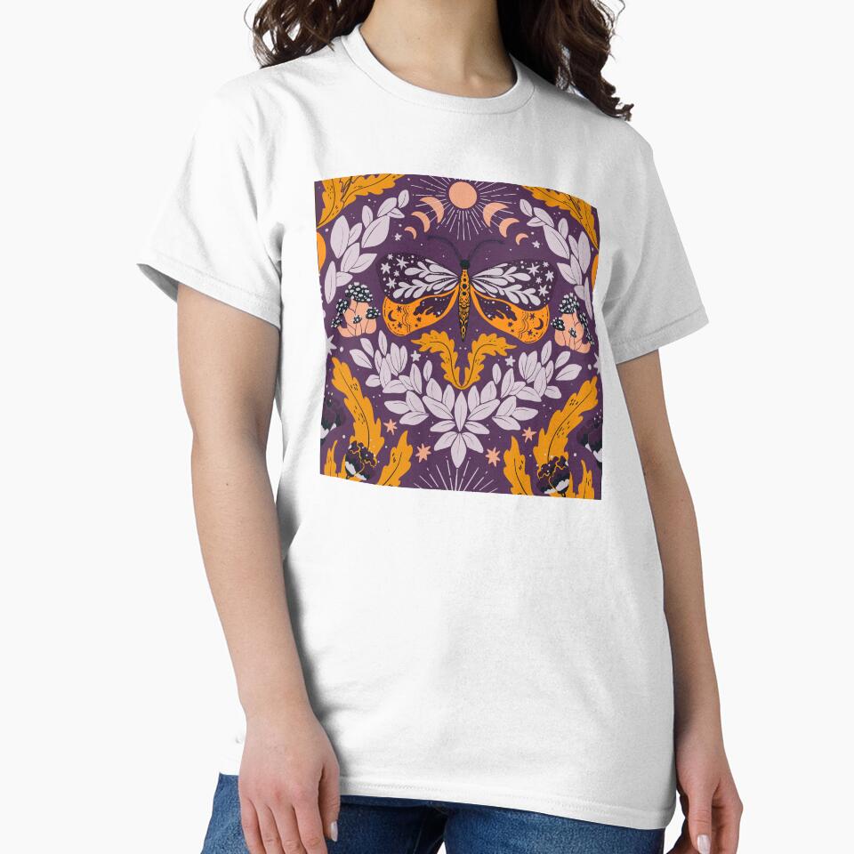 Whimsigoth butterfly florals -  dark purple, lavender and orange pattern by tanyadistudio