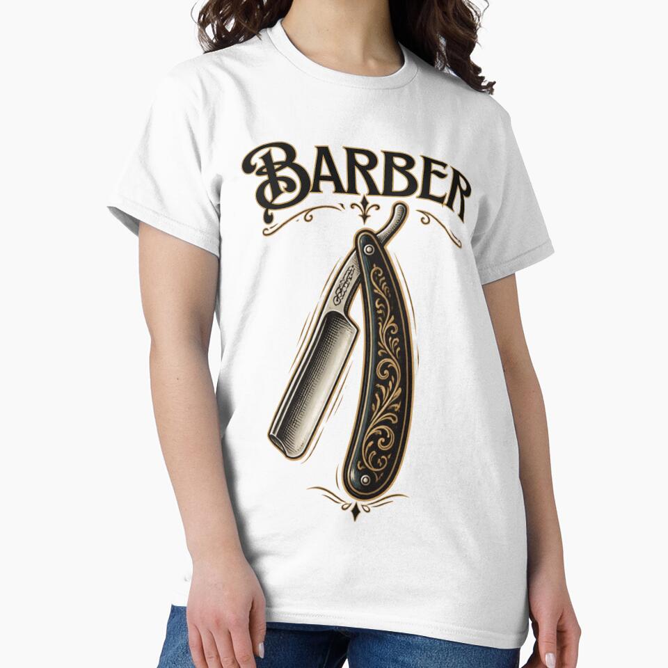 Classic Barber Script Straight Razor Vintage Design by Barber MD Culture