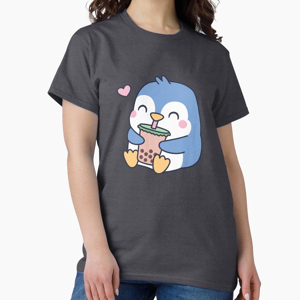 Cute Little Penguin Loves Boba Tea by rustydoodle