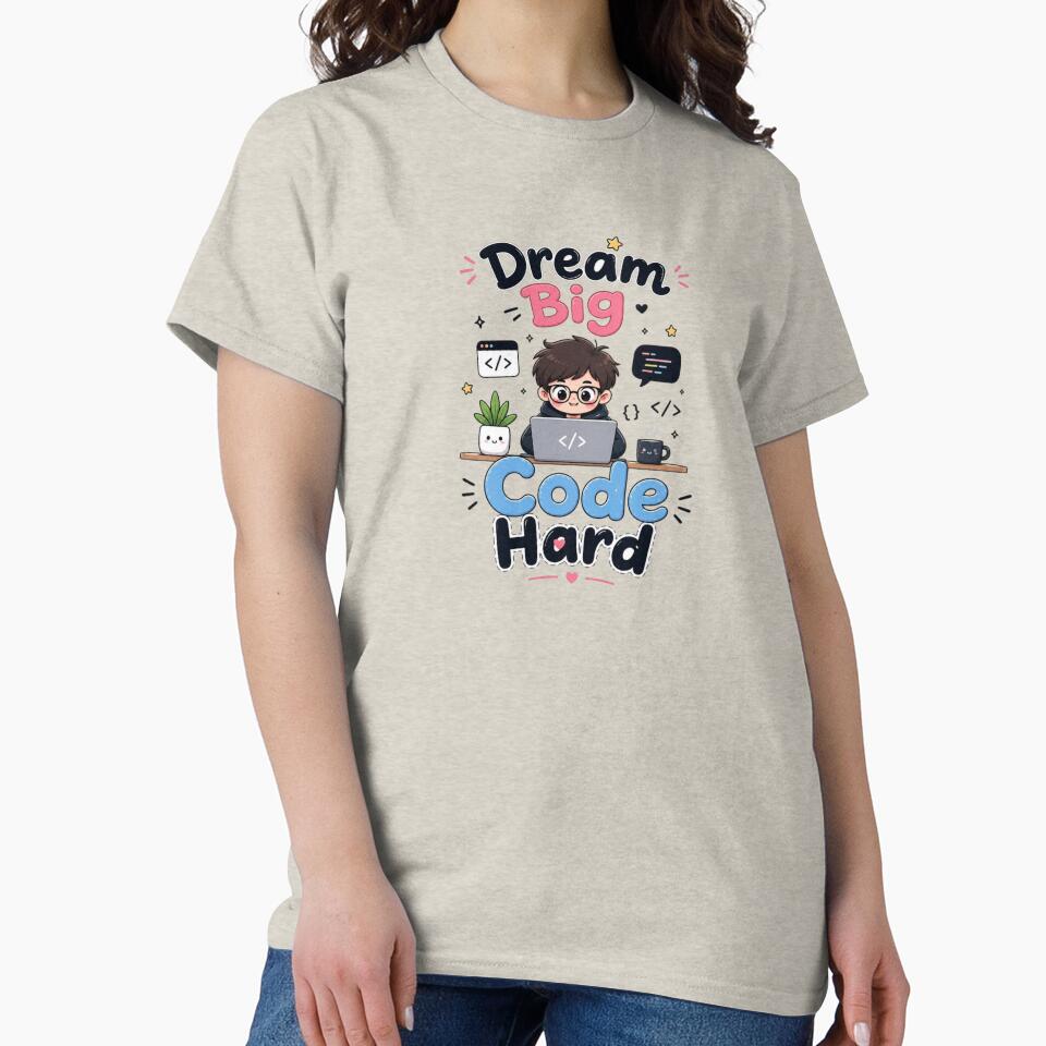 Dream Big Code Hard Cute Programmer Kawaii Motivational Coding Quote Sticker Engineer Sticker by Sanika arts